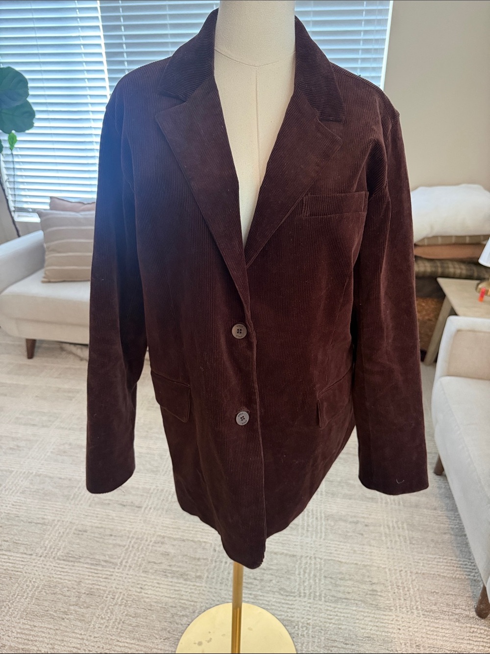 STAUD Chocolate Brown Corduroy Blazer